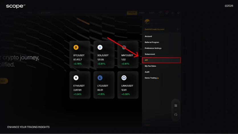 Scope360 Integration Bybit interface